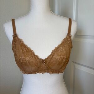 Savage X Fenty Brown Floral Lace Unlined Underwire Bra 36C Caramel